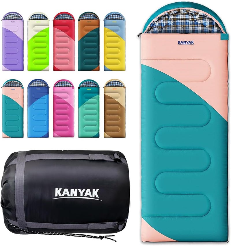 Kanyak Camping Sleeping Bag, 32℉ Sleeping Bags for Adults Kids Teens Cold Weather Warm Sleeping Bag Winter for 3-4 Season Camping, Camping Gear Equipment, Traveling, and Outdoors - Image 1